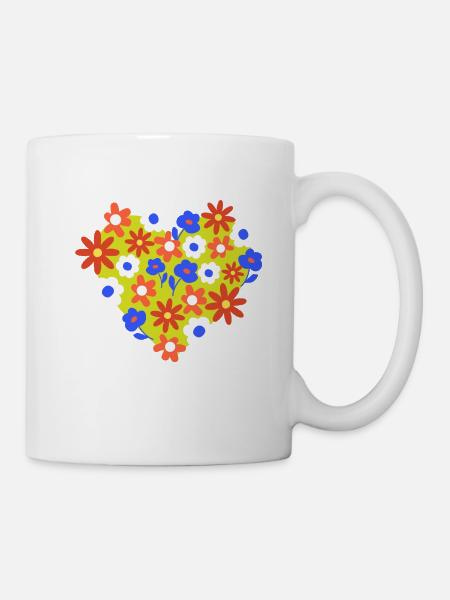 Herz Blumen - Tasse - Weiß