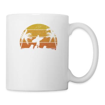 Aloha Hawaiian Island Palm Beach Planche de surf Coucher de soleil - Mug blanc - blanc - Droite