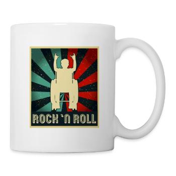 Rock 'n' Roll Rollifahrer Rollstuhlfahrer Metalfan - Tasse - Weiß - Rechts