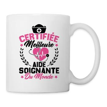 Certifiée meilleure aide-soignante du monde - Mug blanc - blanc - Droite