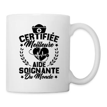 Certifiée meilleure aide-soignante du monde - Mug blanc - blanc - Droite