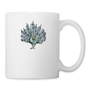 Peacock I Peacock Eye Motif with Peacock Feather - Mug - white - Right