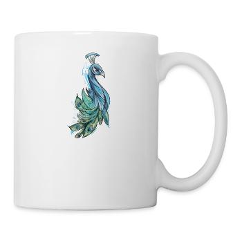 Peacock I Peacock Eye Motif with Peacock Feather - Mug - white - Right