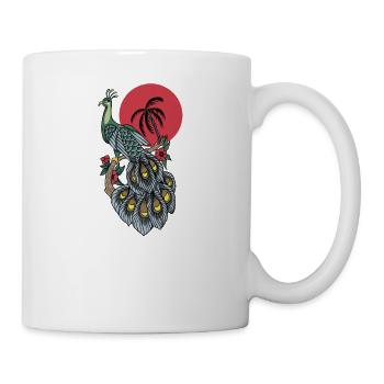 Peacock I Peacock Eye Motif with Peacock Feather - Mug - white - Right
