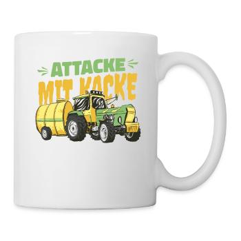 Attacke mit Kacke Lustig Bauer und Landwirt Spruch - Tasse - Weiß - Rechts