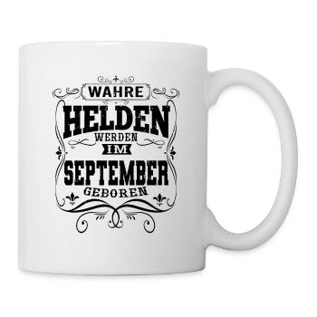 Wahre Helden werden im September geboren - Tasse - Weiß - Rechts
