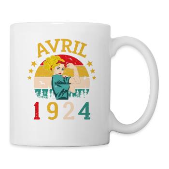 Avril 1924 Anniversaire Idée Cadeau Vintage 1924 - Mug blanc - blanc - Droite