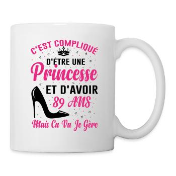 Princesse 89 Ans Idée Cadeau Anniversaire Amour - Mug blanc - blanc - Droite