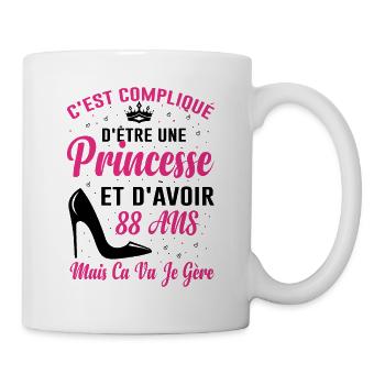 Princesse 88 Ans Idée Cadeau Anniversaire Amour - Mug blanc - blanc - Droite