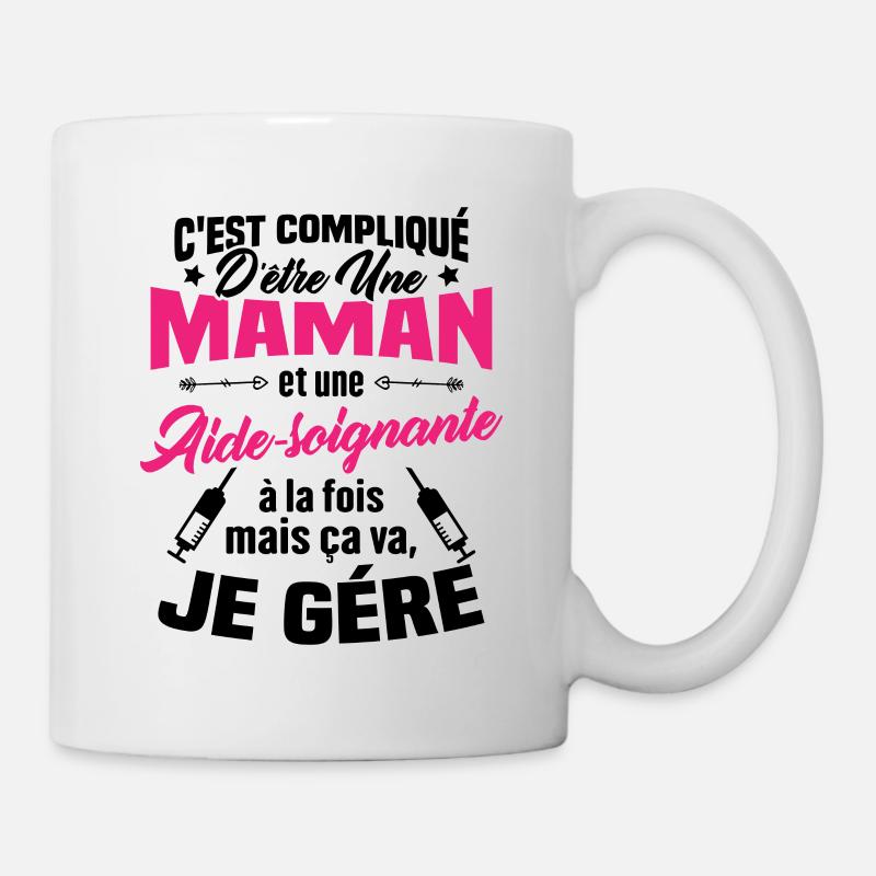 Compliqué d'être une maman et une Aide-soignante - Mug blanc - blanc