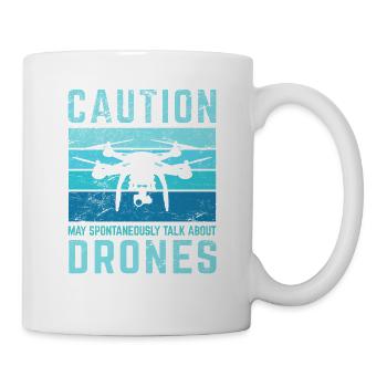 Caution Funny Drone Pilot Flying Aerial Vehicle Qu - Mug - white - Right