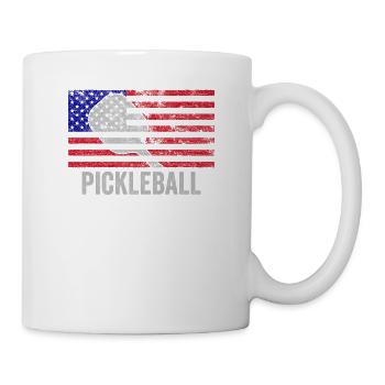 Distressed USA Flag Pickleball Player Paddleball - Mug - white - Right