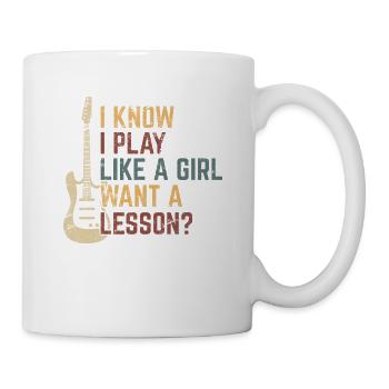 Je sais que je joue comme une fille drôle guitare fille guitare - Mug blanc - blanc - Droite
