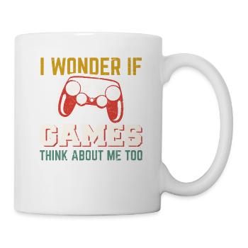I Wonder If Games Think About Me Too Funny Gamer V - Mug - white - Right