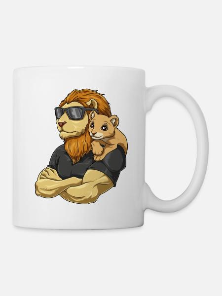Starker Löwe mit Löwen Kind für einen Löwen - Tasse - Weiß