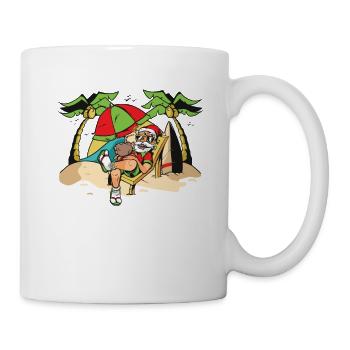 Christmas In Juli, Party, Surfen, Santa Hawaiian - Tasse - Weiß - Rechts