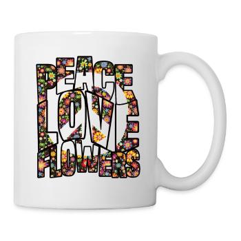 Peace Love Flowers - Peacezeichen - Tasse - Weiß - Rechts