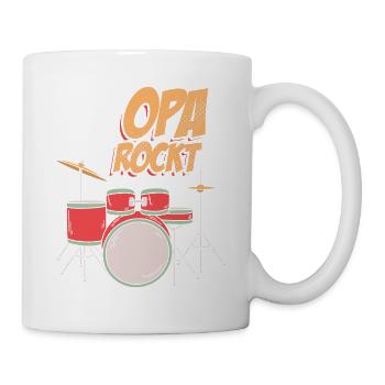 Opa Rockt Schlagzeug Spielen Schlagzeuger - Tasse - Weiß - Rechts