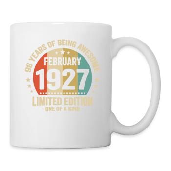 96 Jahre Awesome seit Februar 1927 - Tasse - Weiß - Rechts
