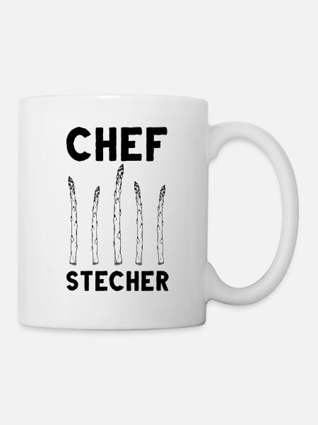 Chefstecher Spargelstecher Spargelernte Bauer - Tasse - Weiß