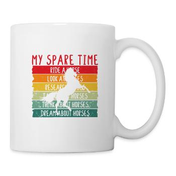 Drôles de chevaux chevauchant des choses que je dans mon - Mug blanc - blanc - Droite