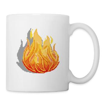 Retro Pixel Feuer - Tasse - Weiß - Rechts