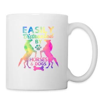 Facilement distrait des chevaux et des chiens Drôle - Mug blanc - blanc - Droite