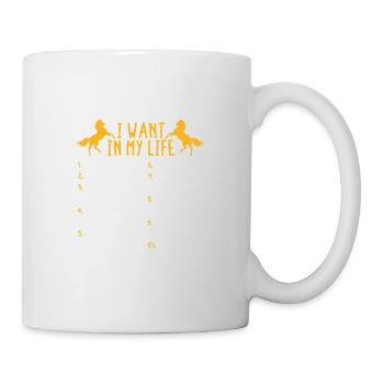10 Dinge, die ich in meinem Leben will Pferde - Tasse - Weiß - Rechts