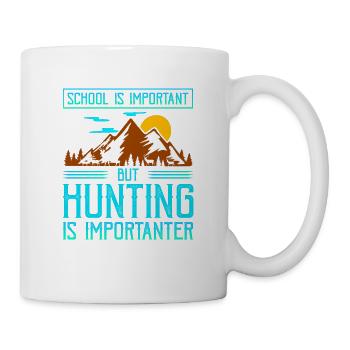 L’école est importante, mais la chasse est plus importante - Mug blanc - blanc - Droite