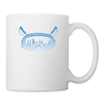 Ski goggles with ski poles Skier Skiers - Mug - white - Right