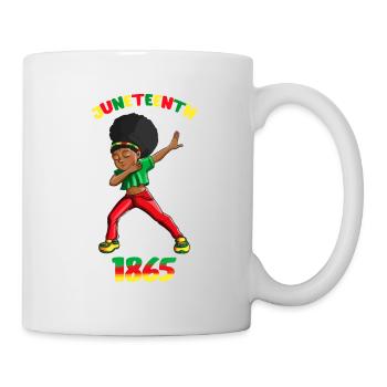 International Women's Day Juneteenth Black Girl makes Dab dance - Mug - white - Right