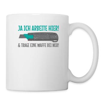 Beruf Drogist Logistiger Cuttermesser Ausbildung - Tasse - Weiß - Rechts