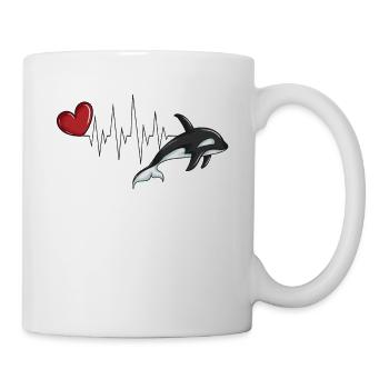 Herzschlag Valentinstag Orca Wal Motiv mit Herz - Tasse - Weiß - Rechts