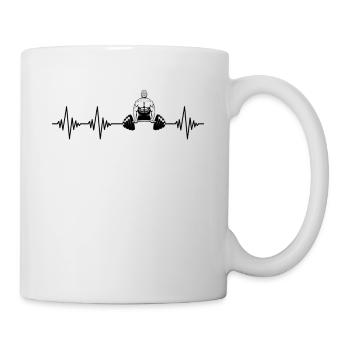 powerlifting heartbeat - Mug - white - Right