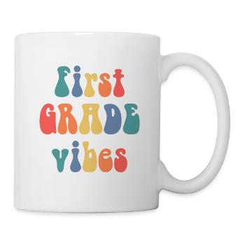 First grade vibes school graphic design - Tasse - Weiß - Rechts