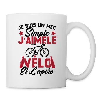 Je Suis Un Mec Simple J'aime Le Vélo Et L'apéro - Mug blanc - blanc - Droite