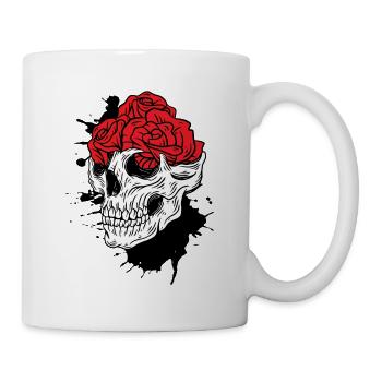 Totenköpfe und Rosen Gothic Knochen Skelett Tod - Tasse - Weiß - Rechts