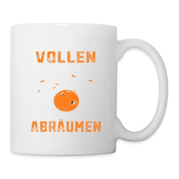 In die Vollen und Abräumen Bowlingspieler Geschenk - Tasse - Weiß - Rechts