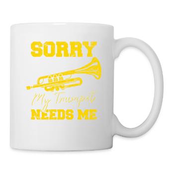 I Can't My Trumpet Needs Me Funny Trumpet Player J - Mug - white - Right