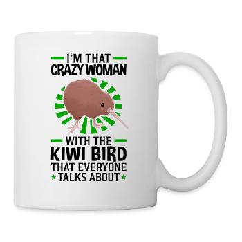 Verrückte Kiwi Vogel Frau Schnepfenstrauß - Tasse - Weiß - Rechts
