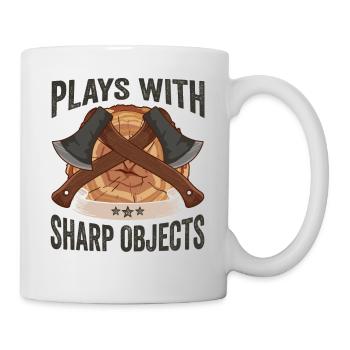 Axt Plays With Sharp Objects Holzfäller - Tasse - Weiß - Rechts