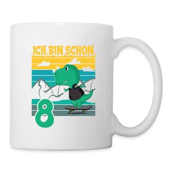 Dino Motif d’anniversaire 8 ans Idée cadeau garçon - Mug blanc - blanc - Droite
