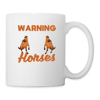 Avertissement Cette personne peut parler de chevaux - Mug blanc - blanc - Droite