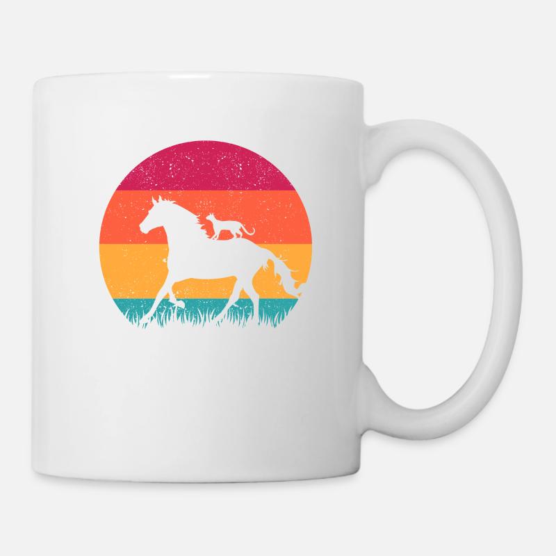 Équitation Cat Équitation Chevaux Drôles de Chats Cheval - Mug blanc - blanc