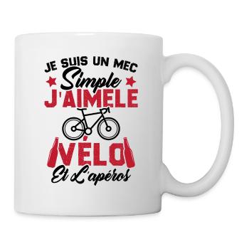 Je Suis Un Mec Simple J'aime Le Vélo Et L'apéro - Mug blanc - blanc - Droite