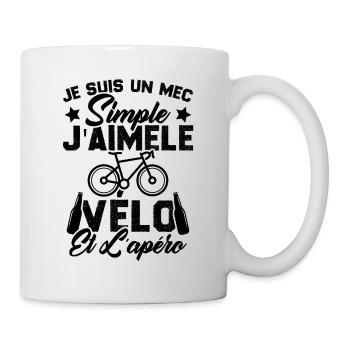 Je Suis Un Mec Simple J'aime Le Vélo Et L'apéro - Mug blanc - blanc - Droite