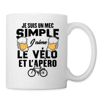 Je Suis Un Mec Simple J'aime Le Vélo Et L'apéro - Mug blanc - blanc - Droite