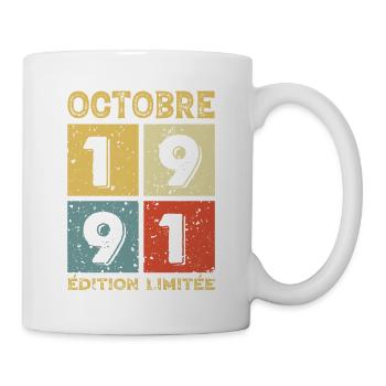 Octobre 1991 Anniversaire Idée Cadeau Vintage - Mug blanc - blanc - Droite