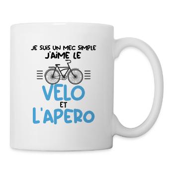 Je suis un mec simple j'aime le vélo et l'apéro - Mug blanc - blanc - Droite