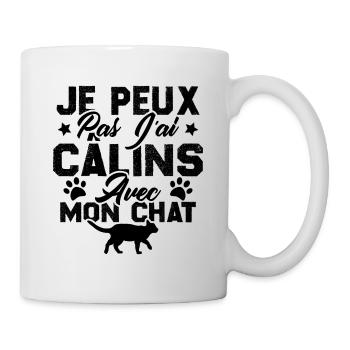 je peux pas j'ai câlins avec mon chat - Mug blanc - blanc - Droite